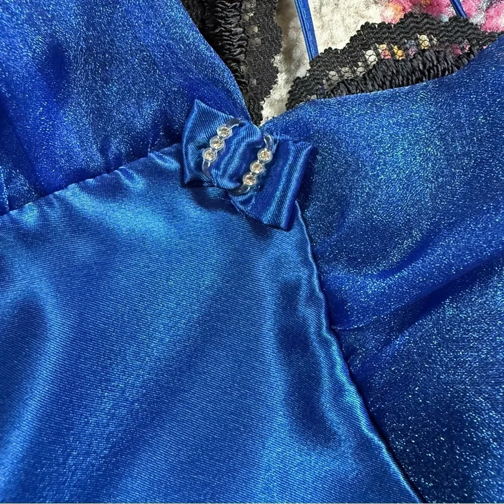 NWT Vintage 90s Cobalt Blue Lingerie Slip Dress Size 10 - Picture 7 of 11